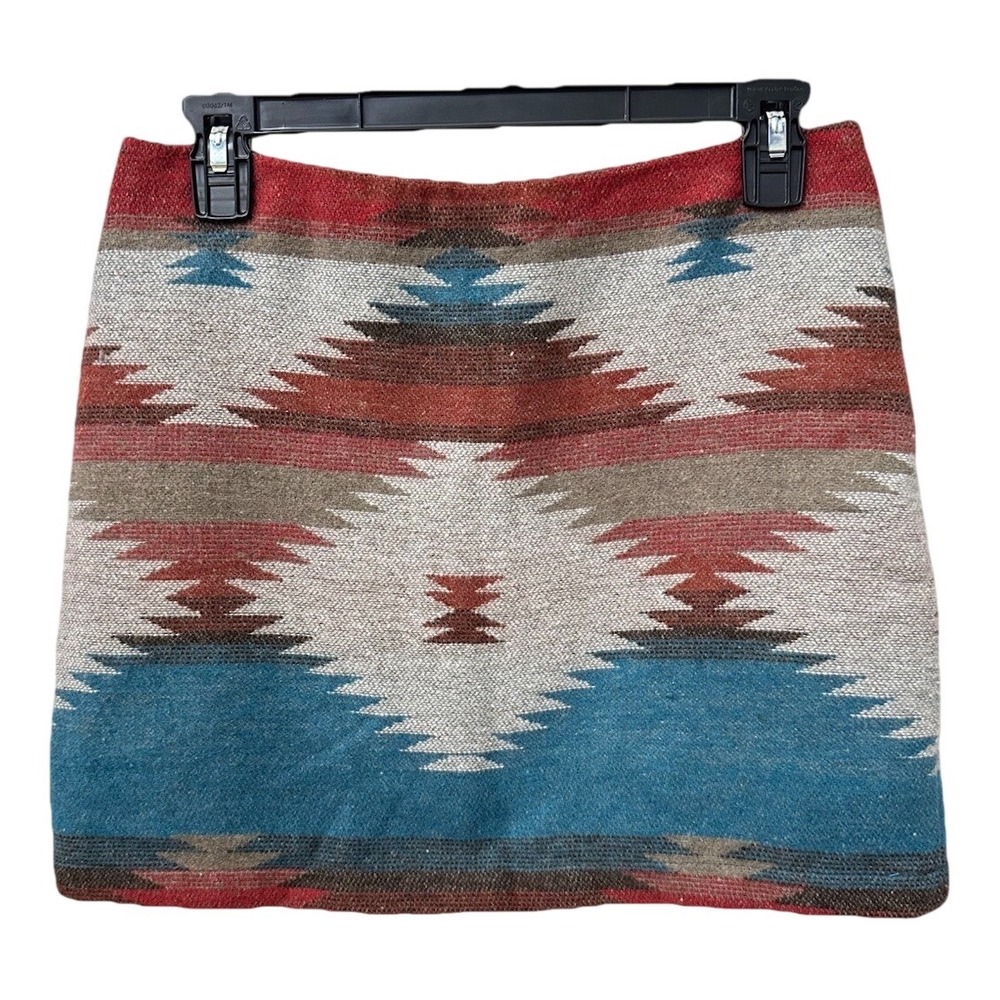 American Eagle‎ Mini Skirt Size 2 Multicolor Southwestern Wool Blend Boho